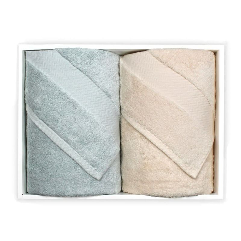 『lotus-ロータス』バスタオル(BL・PK)2枚組ギフトセット【XL箱】