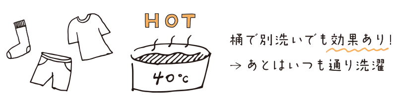 桶で別洗いでも効果あり！→あとはいつも通り洗濯